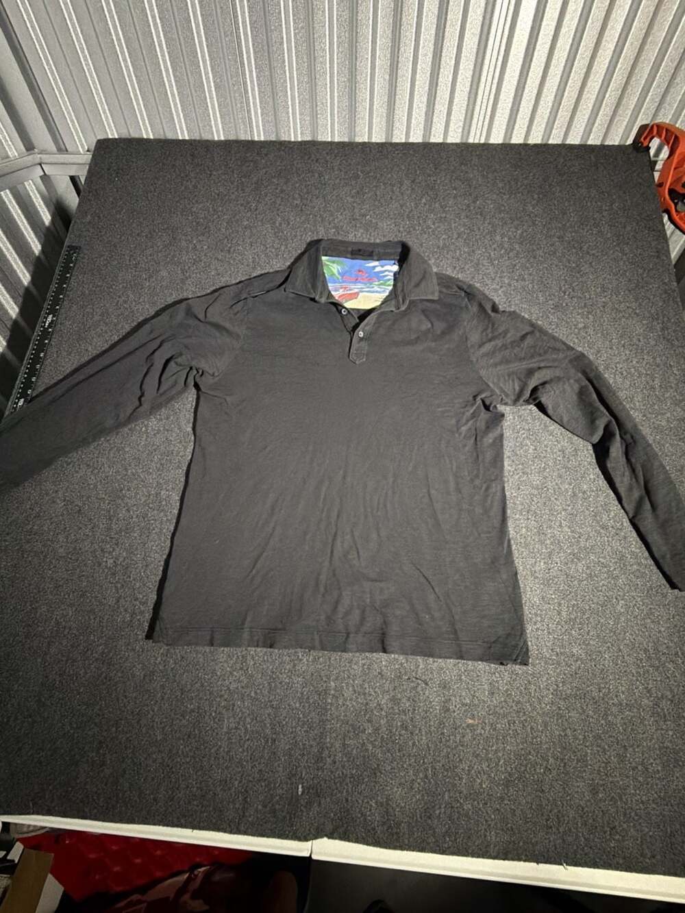 Tommy Bahama Long Sleeve Polo Shirt Black M/M 100% Pima Cotton